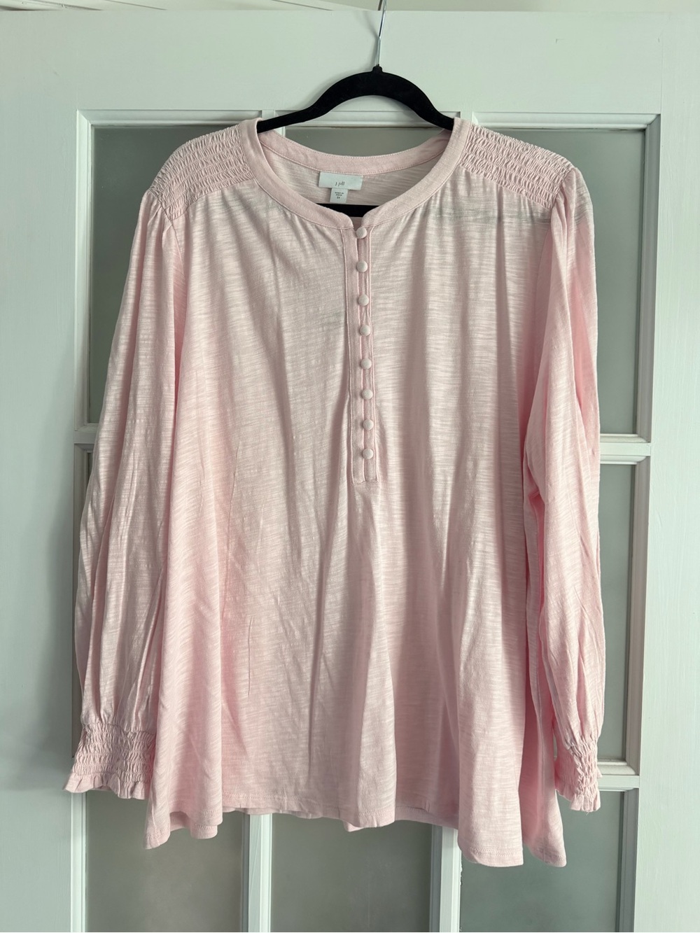 J. Jill Pale Pink Long-Sleeve Button Henley Top